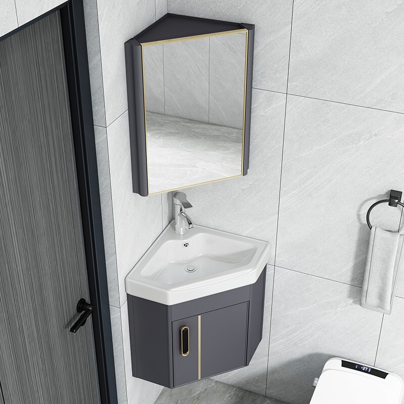 Wall-Mounted Space Aluminum Triangular Bathroom Cabinet, Simple and Modern Corner Washbasin, Small Apartment Bathroom Corner Washbasin Wall-Mounted Space Aluminum Triangular Bathroom Cabinet, Simple and Modern Corner Washbasin, Small Apartment Bathroom Corner Washbasin