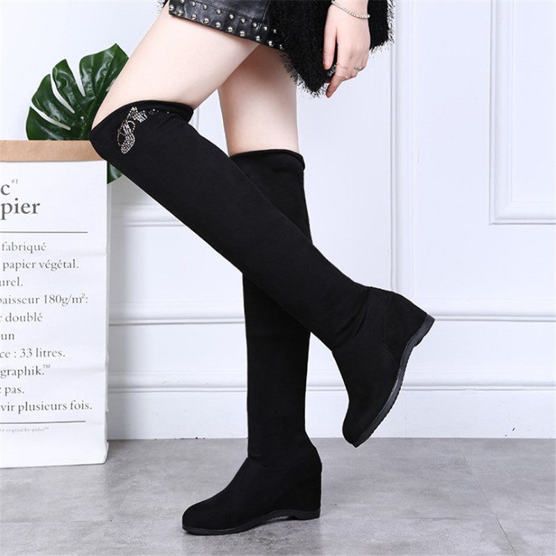 Winter Style Plus Suede Water Soldier Dance Boots Dancing Boots Inside Heightening Soft Underfoot Boots Over Knee Boots Square Dance Boots Women Dancing Shoes