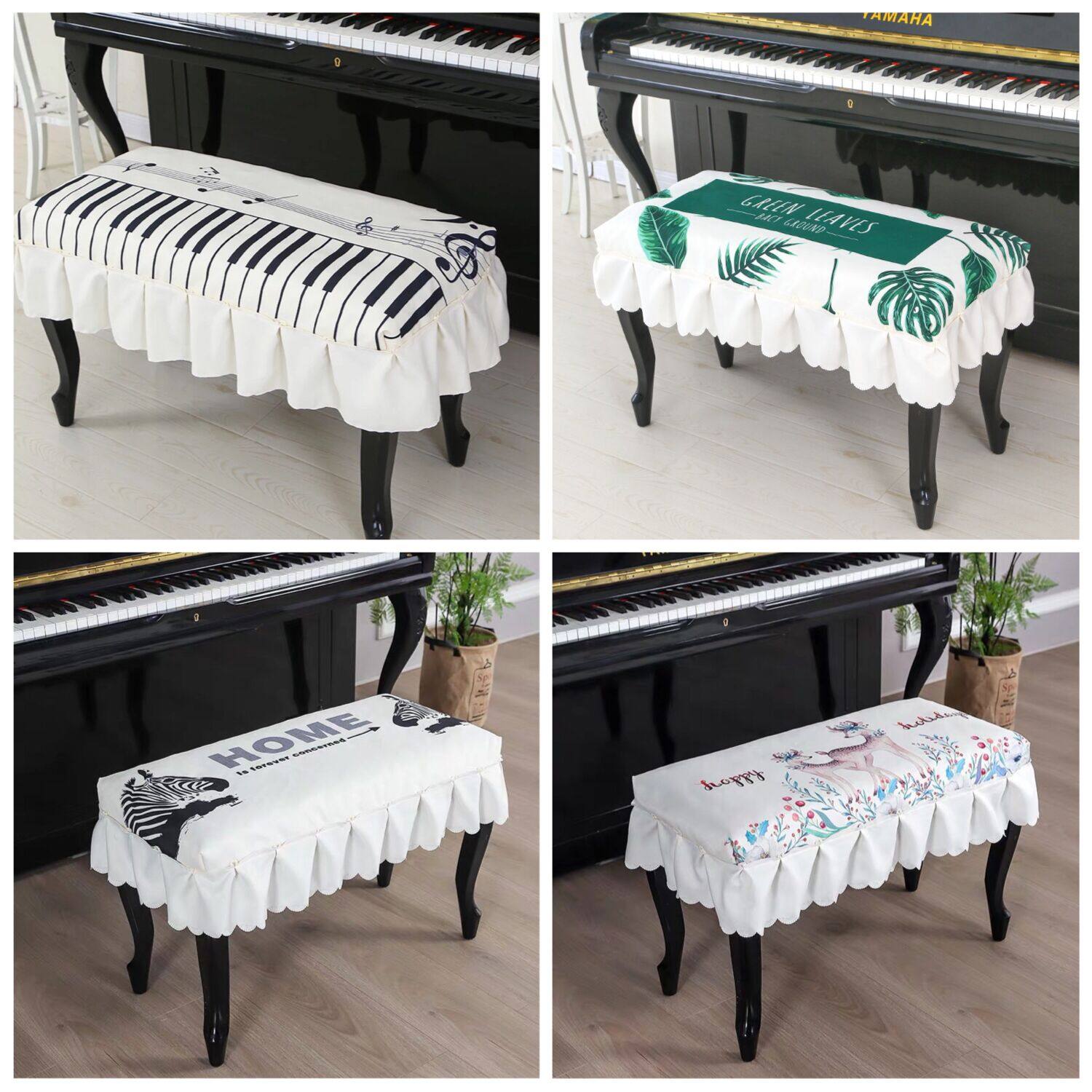 New cartoon printing Nordic style piano stool cover single stool cover double stool cover quilted thickened piano stool cover