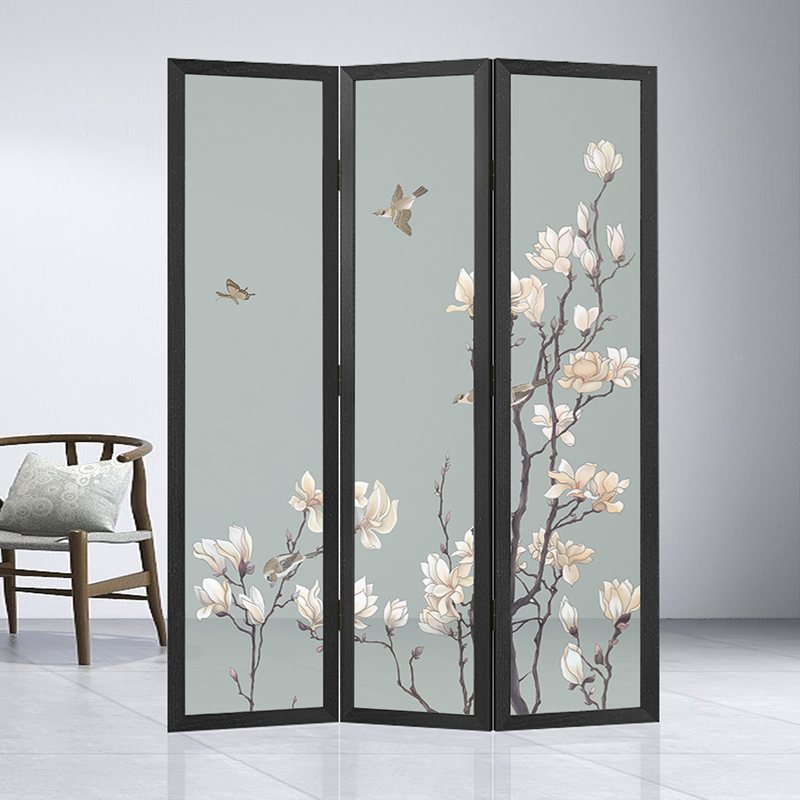 New Chinese solid wood screen partition wall living room office foldable mobile porch bedroom shelter home decoration