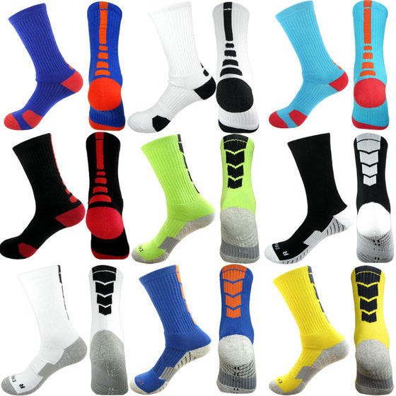 Towel bottom mid-tube basketball socks pure cotton practical thickened children's men's and women's sports colorful thick bottom sweat-absorbent and deodorant