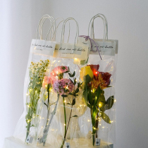 ins wind net red pvc transparent handbag sunflower gift bag single bouquet dried flower wrapping bag floral gift