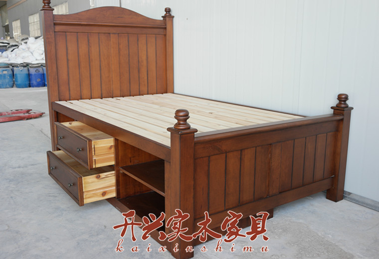Tất cả gỗ rắn Giường trẻ em Mỹ tùy chỉnh 1,2 1,35 mét Giường đơn Hộp lưu trữ giường màu xanh lá cây tùy chỉnh - Giường giường tầng đẹp
