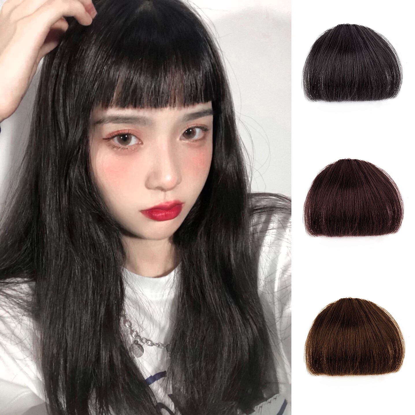 Bangs wig female natural seamless invisible two-dimensional eyebrow cartoon Qi Liuhai round face Japanese-style Hepburn wig