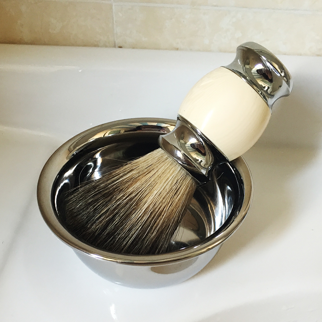 Badger hair shaving brush bowl set shaving brush soap bowl soft hair shaving brush cleaning face brush beard brush men's special