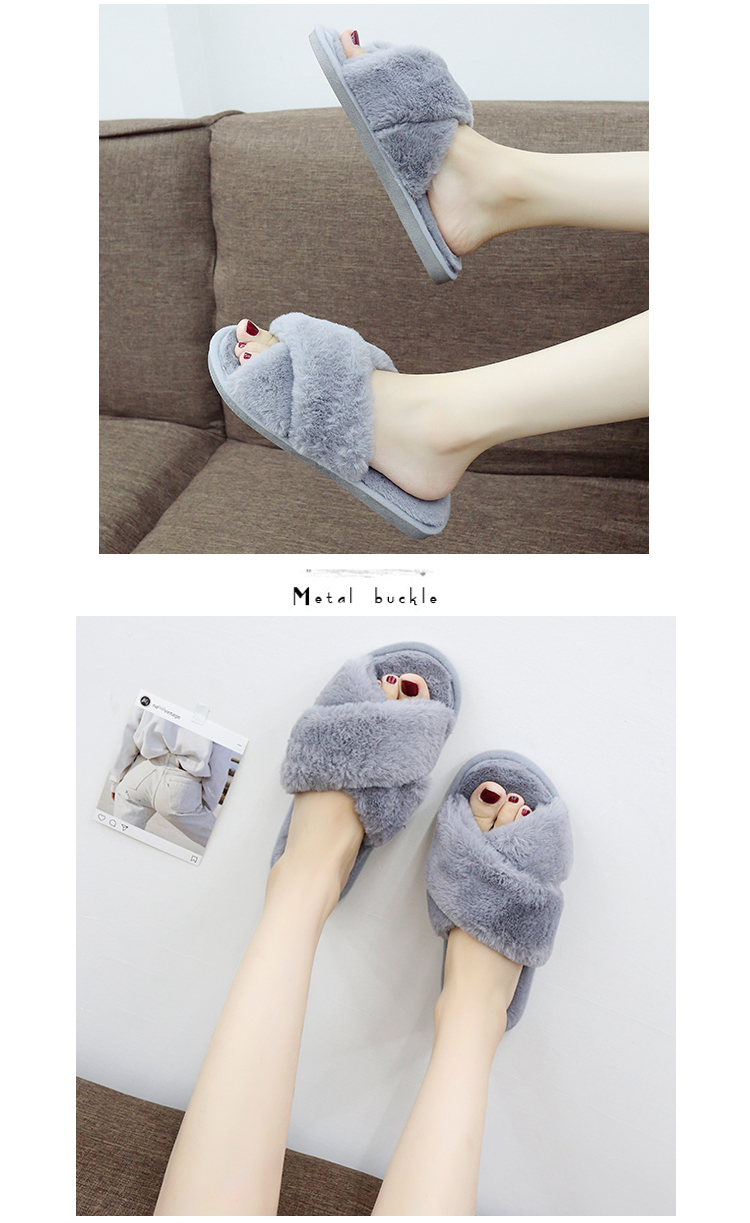 Hàn Quốc mùa thu và mùa đông thời trang cashmere sang trọng nhà từ kéo ngón chân ra ngoài mang dép len của phụ nữ giày chống trượt phẳng dép gucci nữ