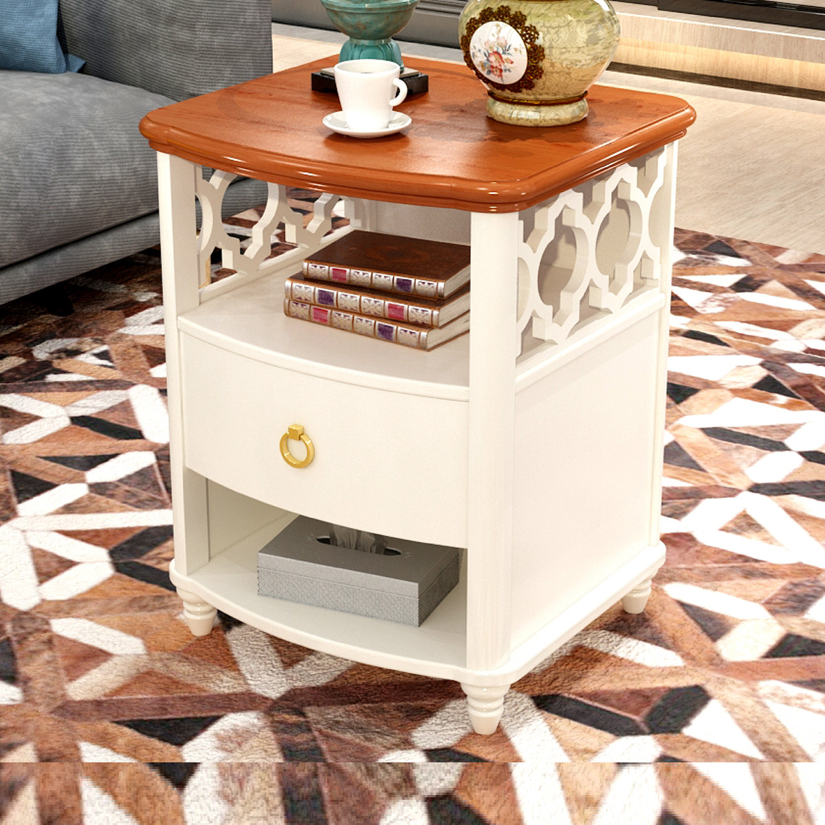 Fashion Ruim Solid Wood edge several American style of small tea small square table cabinet corner table side table