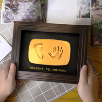 Baby footprints hand-printed mud Remembrance photo frame Newborn hair Hair Collection Hands Feet Print Full Moon 100 Days Old Gift