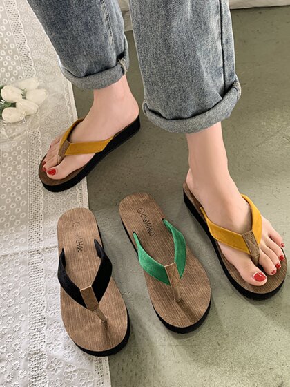 厚底3厘米宽带子中跟人字拖女平跟平底夹脚外穿沙滩拖防滑凉拖鞋