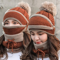 Hat female winter plus velvet thickened cycling windshield hat Ah warm ear protection hat collar winter cold wool hat female