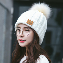 Wool hat children autumn and winter Joker knit hat Korean version of ins warm plus velvet cold hat Net red Cold Moon hat