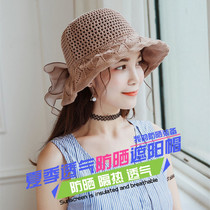 Hollow cap female summer Japanese hipster Joker summer sunshade sunscreen folding big eaves beach hat
