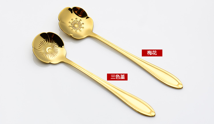 Hàn Quốc dễ thương nhà inox gương dài xử lý hoa anh đào thìa cà phê khuấy cốc muỗng sáng tạo thìa hoa - Cà phê phin pha cà phê inox