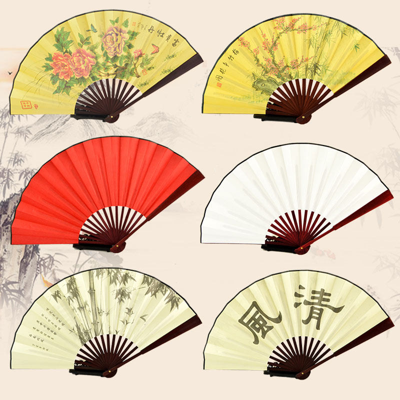 Antique Folding Fan Folding Fan Chinese Style Boys Domineering Jumping Summer Retro Classical Hanfu Advertising Folding Fan Customization