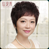 Wig womens short hair fashion real hair fashion temperament micro-volume natural realistic middle-aged real hair age reduction fluffy hair set