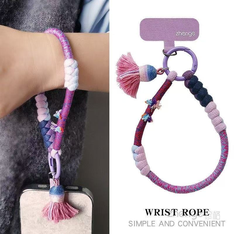 Retro Tassel Mobile Phone Lanyard Short Style ins Creative Color Matching Braided Wristband Outdoor Camera Chain Key Case Anti-Lost Retro Tassel Mobile Phone Lanyard Short Style ins Creative Color Matching Braided Wristband Outdoor Camera Chain Key Case Anti-Lost