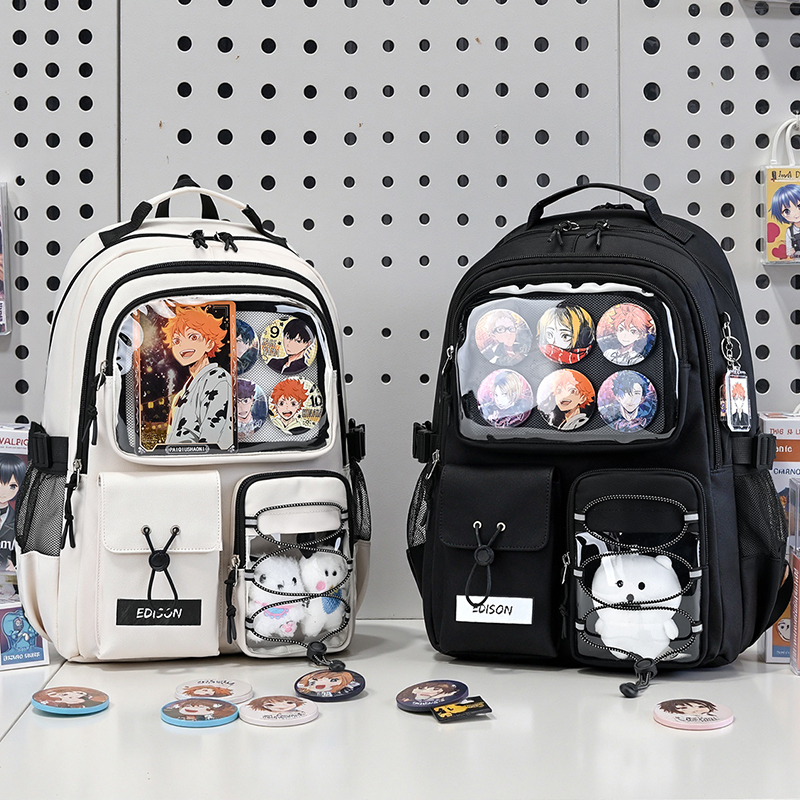 Edison Middle School Student Backpack, Spine-Protecting Backpack, High School Student Two-Dimensional Trendy Versatile Backpack, DIY Backpack