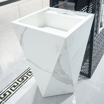 Rock plate integrated column basin ceramic art wash basin floor type household column basin washbasin balcony