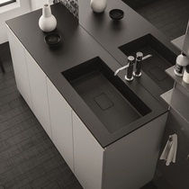 Rock Board Bath Room Cabinet Integrated Balcony Washing Machine Multilayer Solid Wood Cabinet With Washboard Table Basin Cabinet Combination Customizable