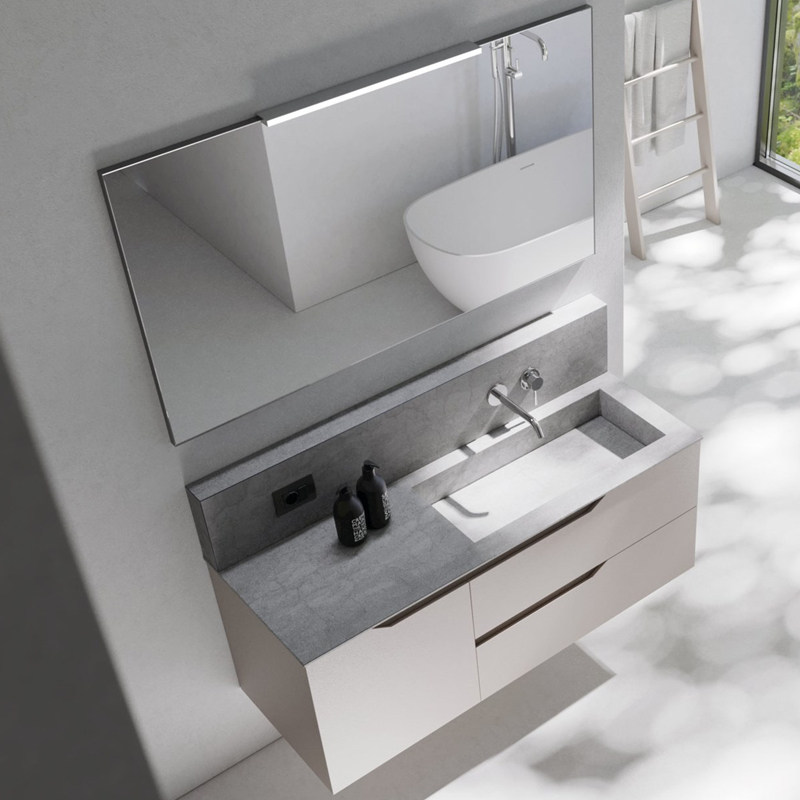 Italian starry sky gray wall-mounted one-piece rock slab basin wash wash basin bathroom cabinet designer custom