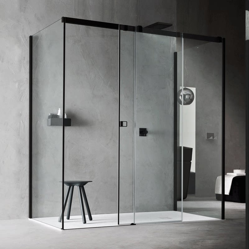 Italian villa black frosted bath screen dry and wet separation bathroom shower room partition glass overall shower room customization