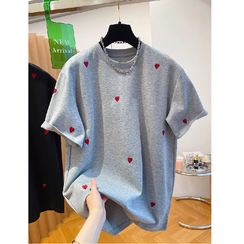 Plus-Size Maternity Wear Heart Embroidery T-Shirt Short-Sleeve Top 2026 New Pure Cotton Casual Loose Versatile Belly-Covering Trendy Plus-Size Maternity Wear Heart Embroidery T-Shirt Short-Sleeve Top 2026 New Pure Cotton Casual Loose Versatile Belly-Covering Trendy