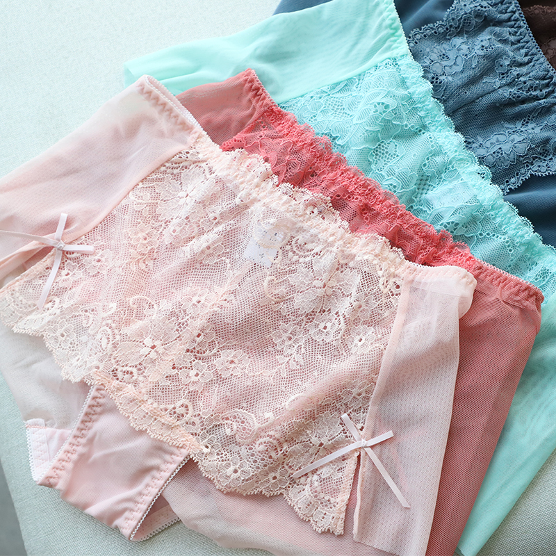 Exit daily routine comfortable lace mesh summer breathable butterfly bow fork sexy waist undaunted underwear woman K002