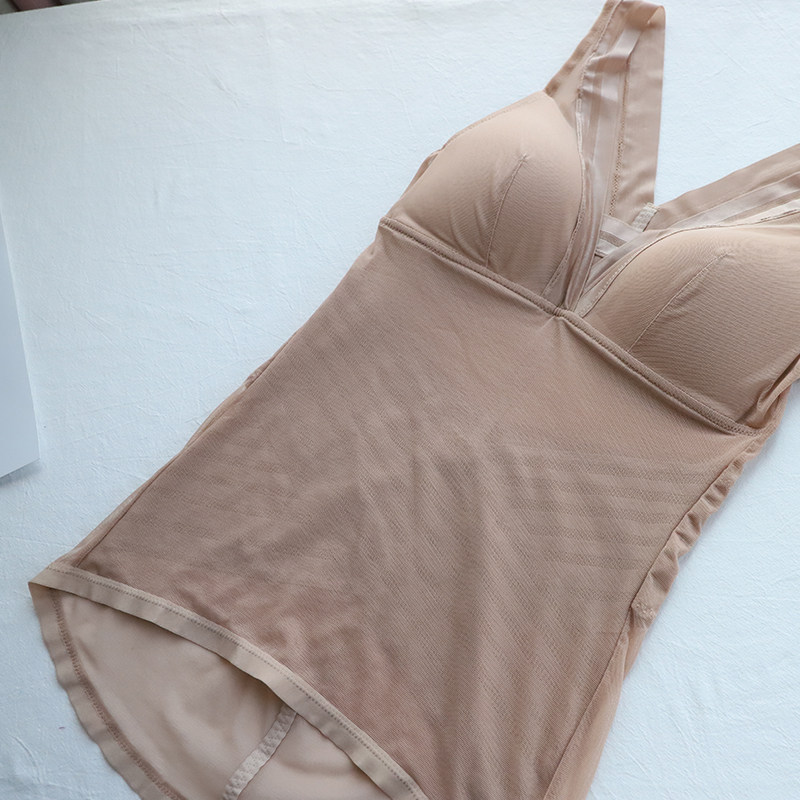 Large size Korean skin-skinned body-shaping thin cotton cup anti-walking light can be placed with insert-sheet beam waist and beauty body clothes 036