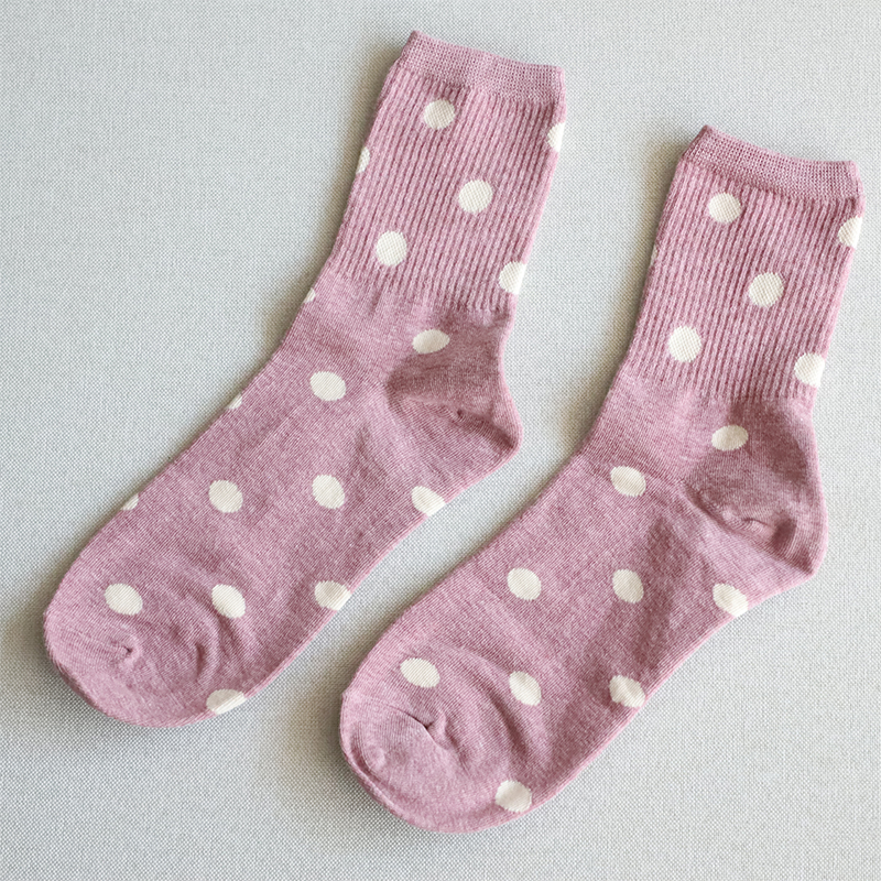 Spring Dot Korean socks in socks pure cotton suction sweat cute retro - wave spot female stockings C015
