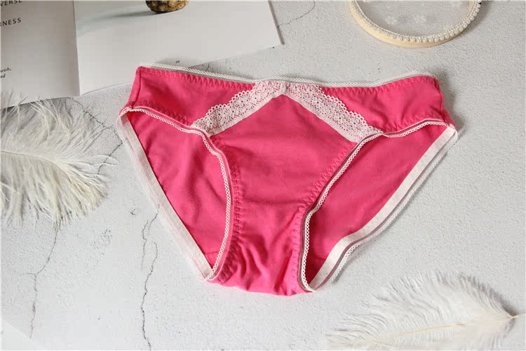 Nội y AB hai màu hồng đỏ xám cotton thắt lưng thấp tam giác ren đồ lót phụ nữ lọt khe nam