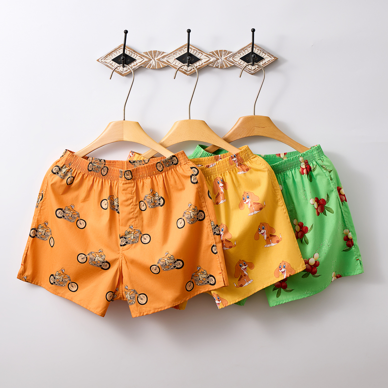 Men's Thin Cotton Underwear with Cartoon Print, Cute and Trendy Couple's Home Casual Boxer Shorts