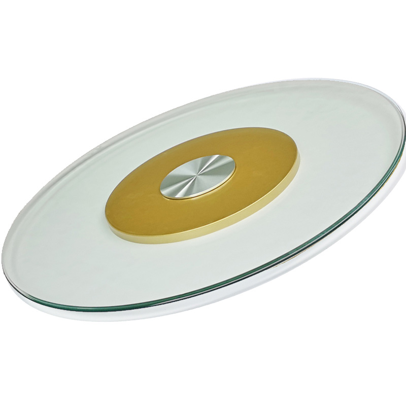 MA37 Plastic Steel Gold Oil Matching Base Tempered Glass Round Table Turntable Home Hotel Banquet Furniture High-end Rotary Table