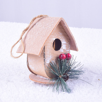 Christmas snow small house pendant Christmas tree hanging decoration pine cone nest House Products counter ornaments holiday decoration