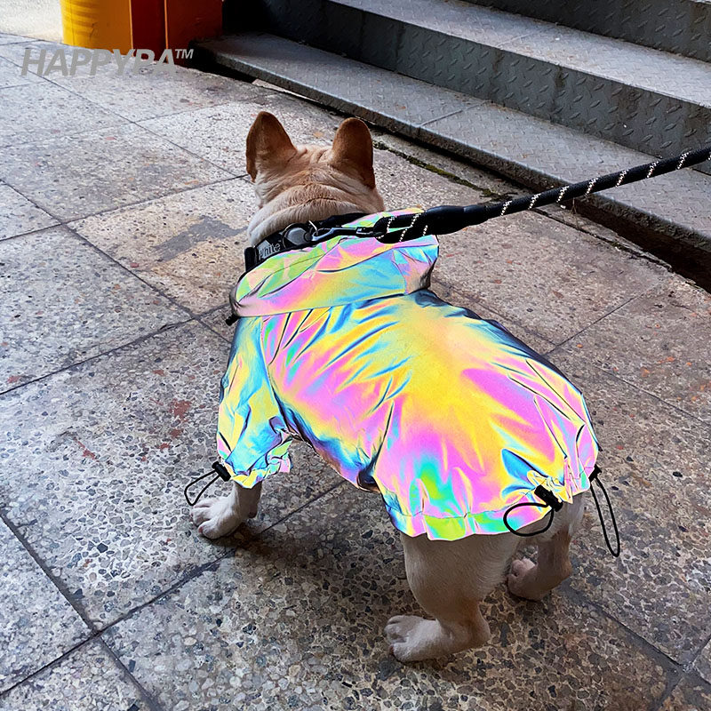 Pet Jacket Dog Waterproof Windproof Outdoor Clothes French Fighting Autumn Clothes Tide Cool Teddy Schnauzer Net Red Raincoat