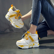 2021 Autumn New 8cm Inner height womens shoes breathable father shoes womens thick bottom cake Joker leisure sports shoes