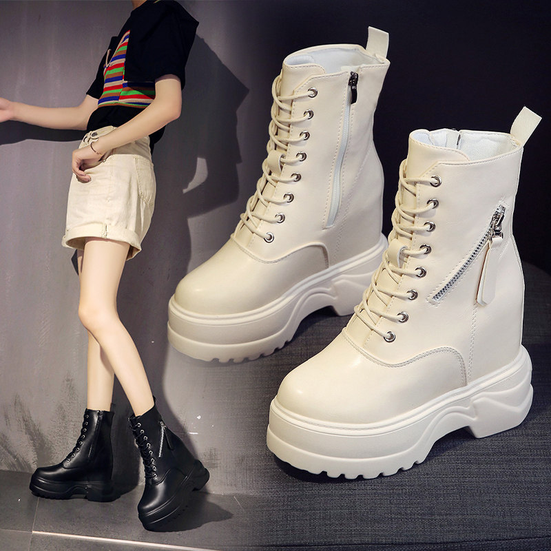 2022 autumn new 11cm inner heightening Martin boots women's thick-soled British thin short boots women's all-match high-heeled boots