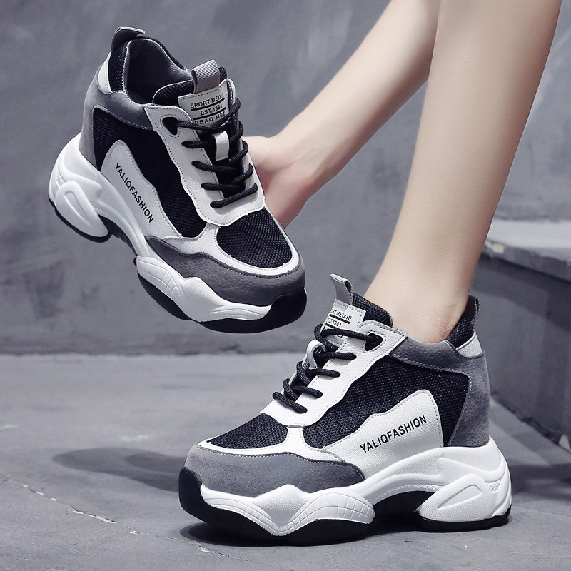 2022 autumn new 10cm height increase women's shoes thick-soled high-heeled dad shoes women's all-match muffin casual sneakers