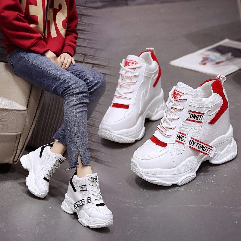 2023 fall new 11cm inner heightening women's shoes thick bottom 100 lap old daddy shoes women high heels Casual Sneakers-Taobao