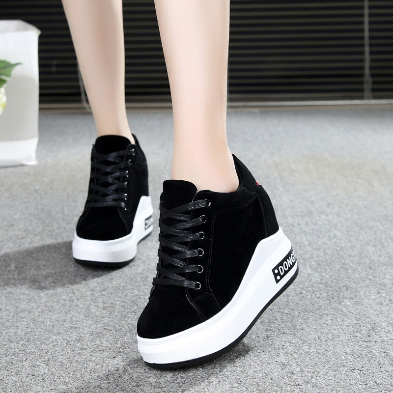 2022 autumn new thick-soled 11cm high-heeled casual shoes women's platform single shoes slimming and versatile inner-heightening women's shoes