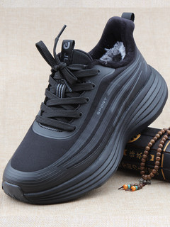 Winter old beijing men's cotton shoes, ultra-light popcorn sole dad sneakers, plus velvet, warm, high-elasticity, thick-soled walking shoes