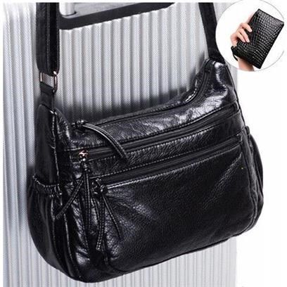 (Large capacity women's bag)2019 new leather texture shoulder oblique cross women's bag soft leather middle-aged mother bag tide