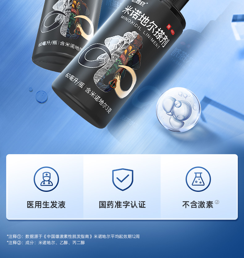 达霏欣 5%米诺地尔酊搽剂 防脱发生发增发液 30ml 图2