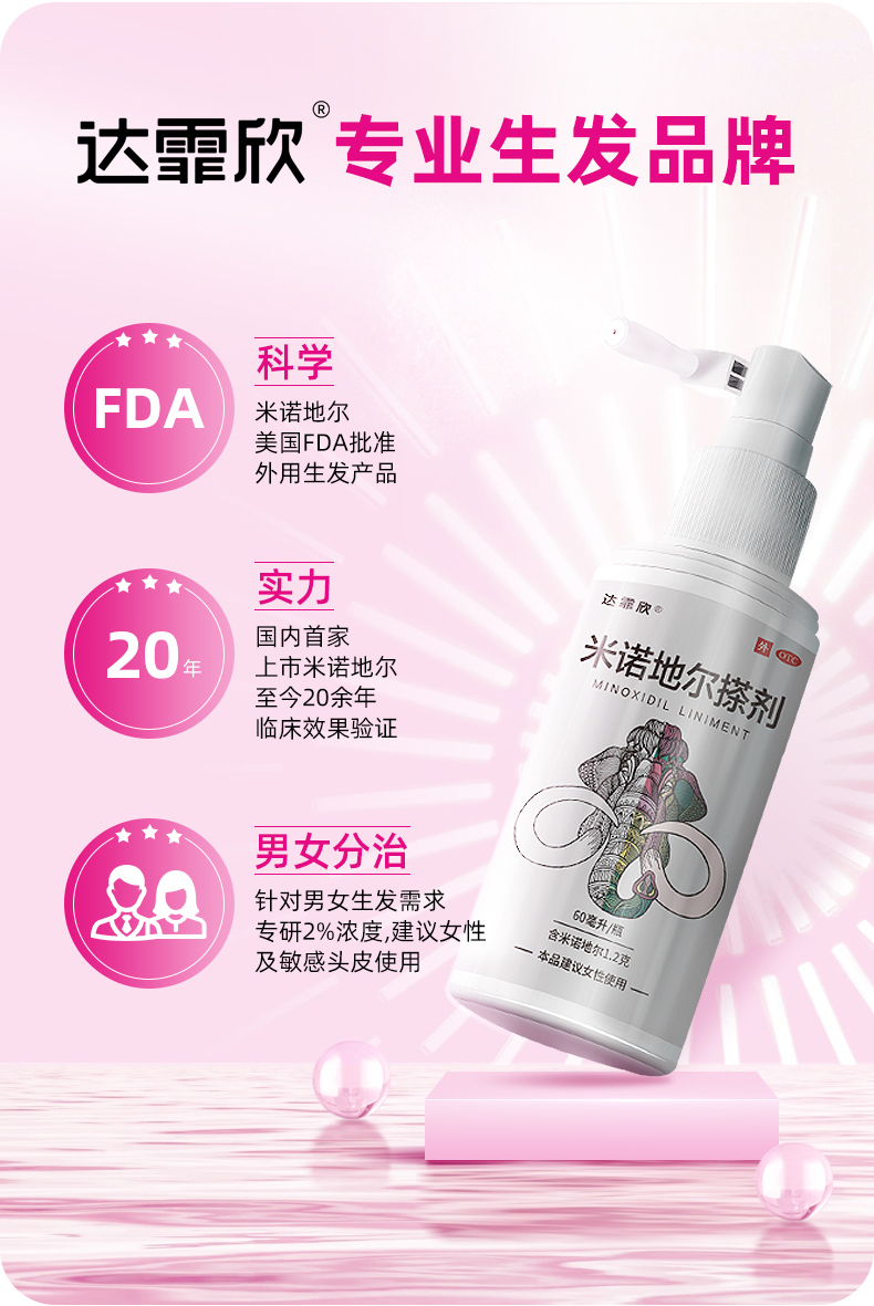 达霏欣 2%米诺地尔酊搽剂 防脱发生发增发液 30ml 图4