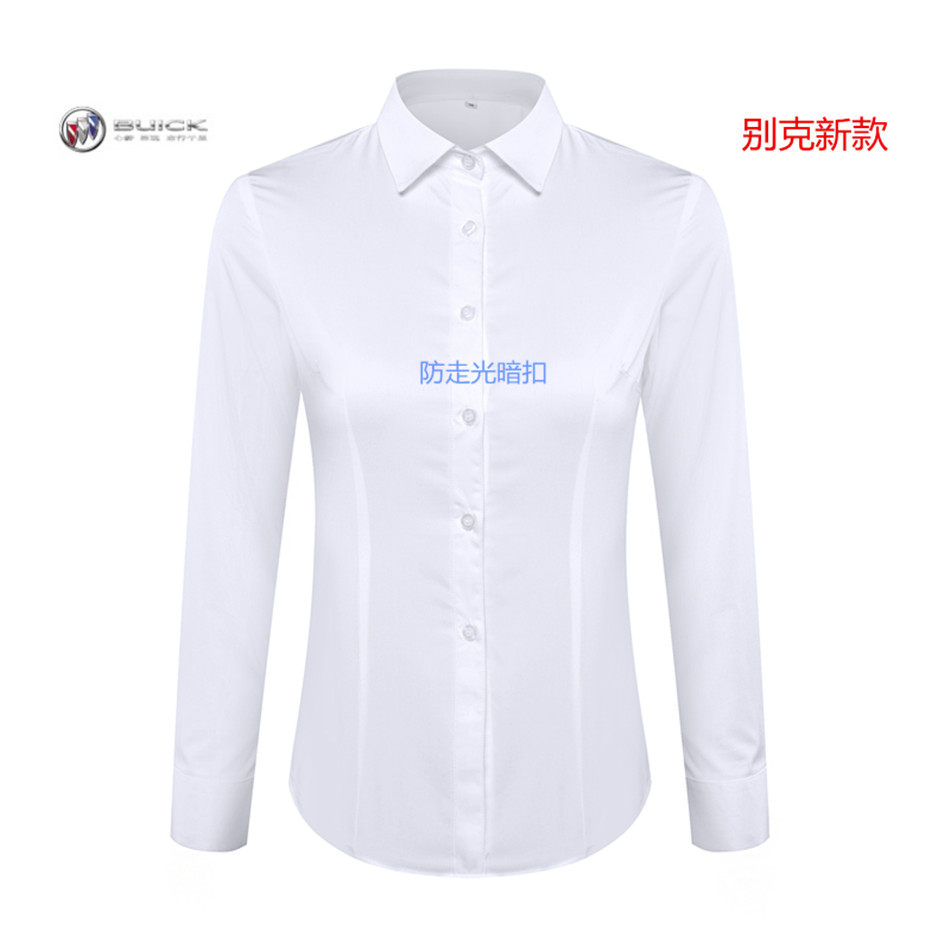 2019 GM Buick Car 4S Shop Pure White Shirt High Quality Buick Ladies Large Size Free Iron Shirt Promotion