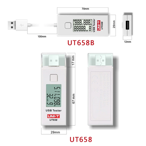 YULID USB -ток -детектор напряжение мобильного телефона Мобильный зарядное устройство для мобильного обнаружения питания UT658