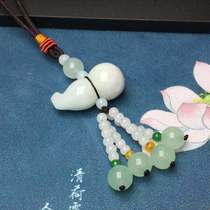 (Old money jewelry)Natural Burmese jade jade car pendant Gourd pendant