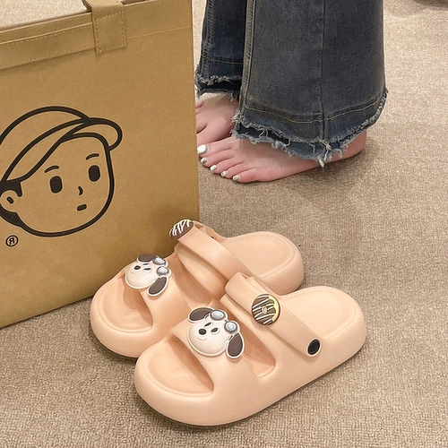 Мультяшные летние сандалии, модная обувь, нескользящие милые пляжные слайдеры на платформе, тапочки, городской стиль