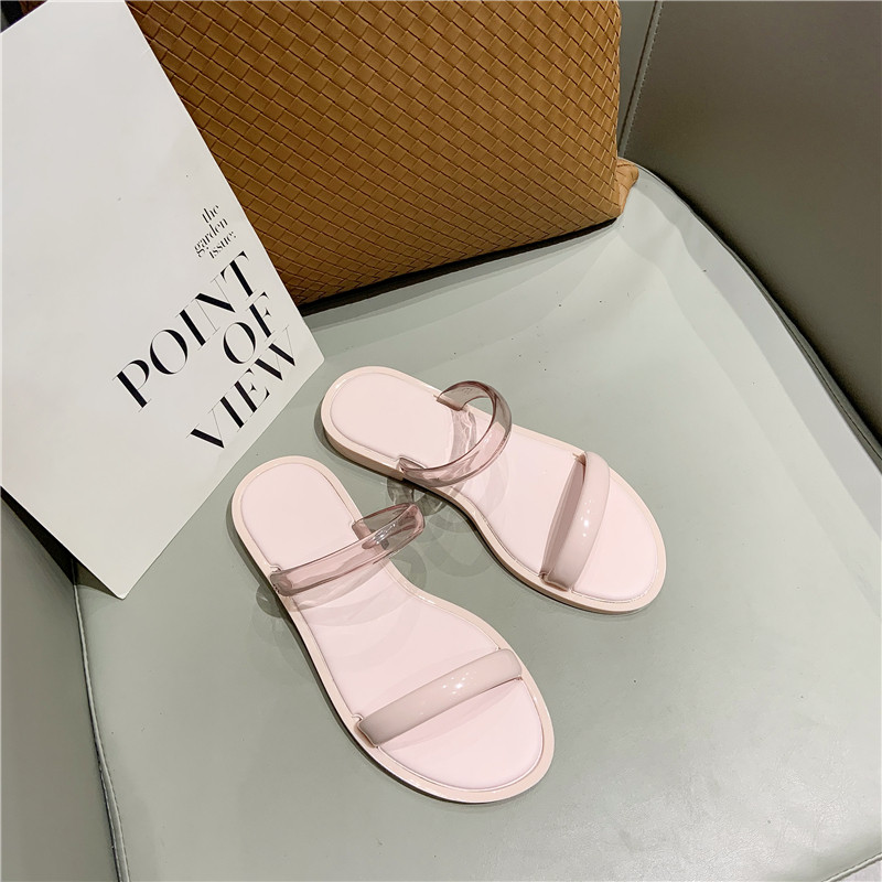 2022 new women's shoes with European and American open-toe jelly slippers flat sandals non-slip plastic sandals beach shoes