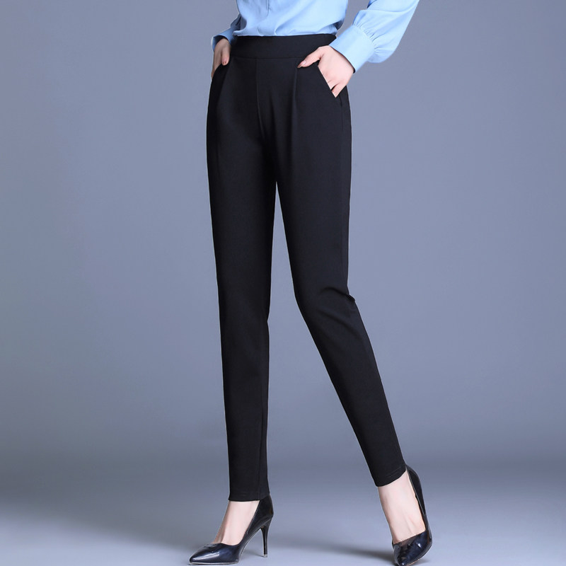 2022 Spring Autumn New High Waist Kharen Pants Small Foot Long Pants Loose Slim Casual Pants Woman Large Size Yard Tooling Smoke Pipe Pants