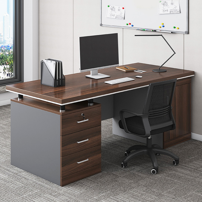 Single desk simple modern lockable boss desk and chair combination office staff desktop computer desk with drawer